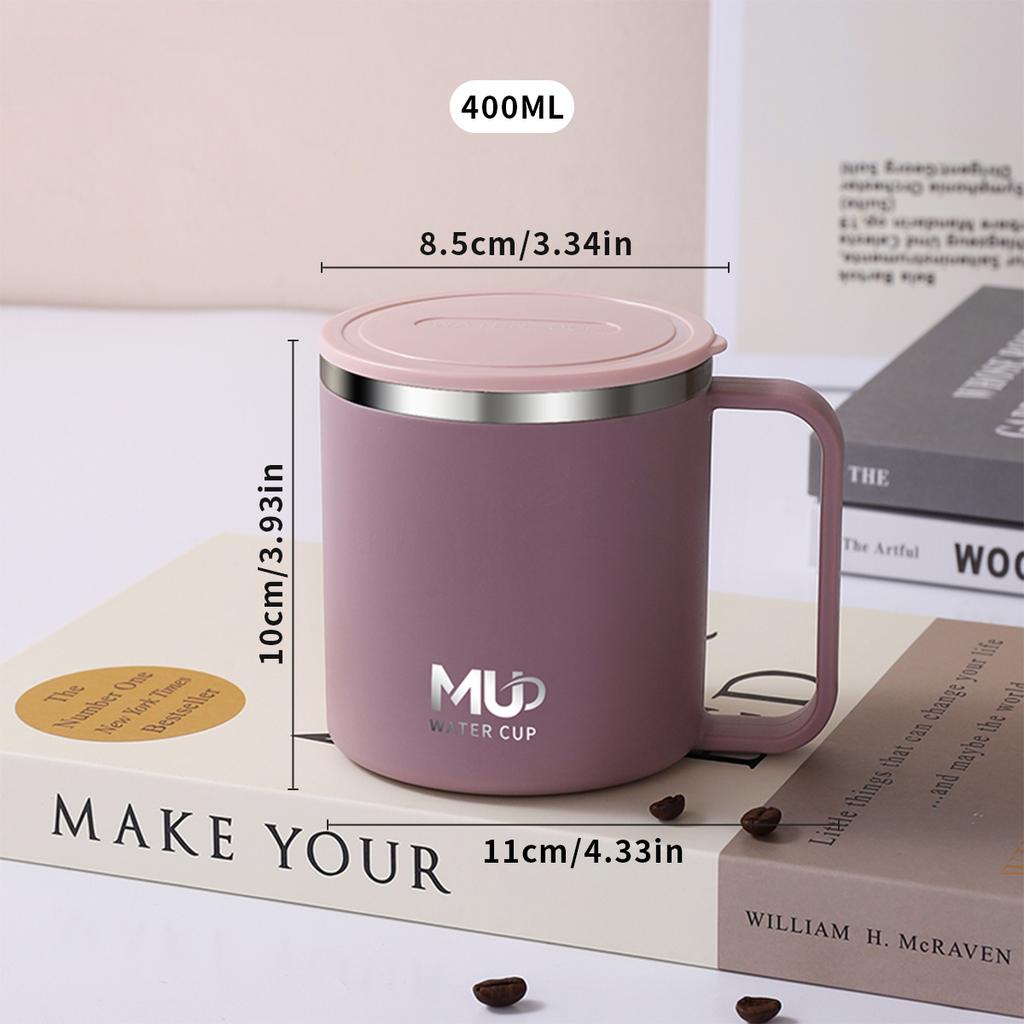 400ML Portable Insulated Mug 304 Stainless Steel Coffee Cup With Handle Cold And Hot Resistant Drinking Cup For Student Adult