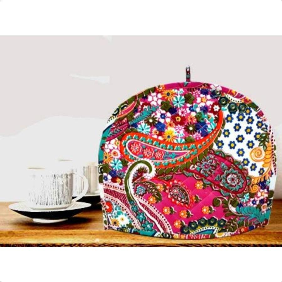 

Декоративная грелка для чайника с принтом пейсли, винтажная, креативная, из хлопка с принтом, для чайника, индийская этническая, цветочная, ручной блок United States