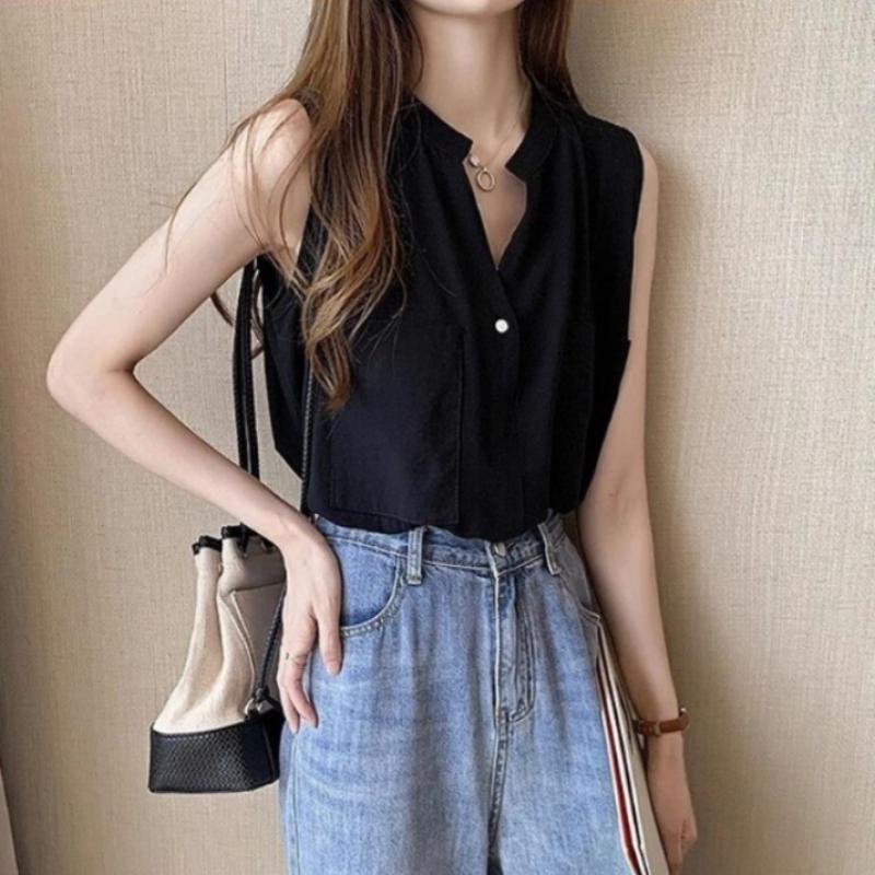 Shop   Women China Neck Sleeveless Blouse Won Wbl Wfmoe3q