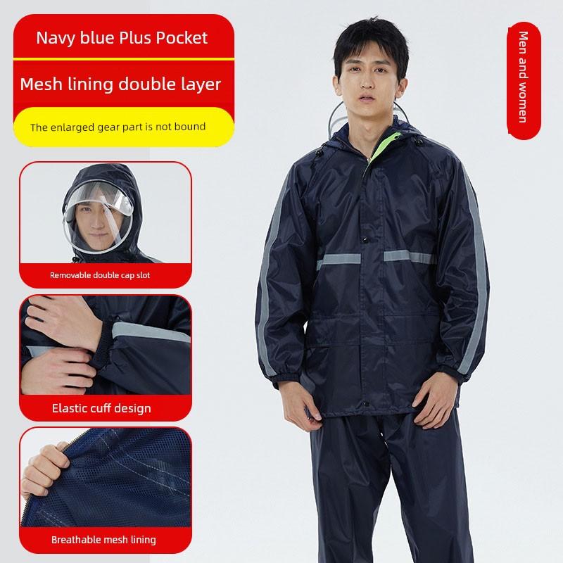 Cycling Rain Poncho Two-Piece Rain Pants Women's Raincoat and Rain Pants Two-Piece Set Plus Size Travel Set New Construction Style One-Piece Rain Suit