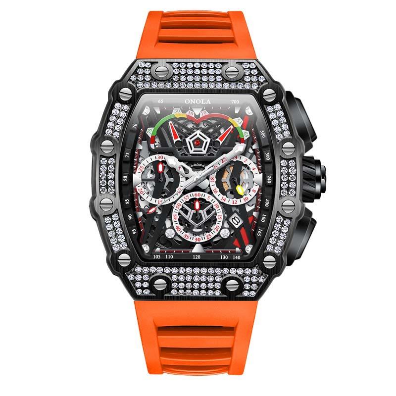 Fashionable Full Diamond Design Multifunctional Fully Automatic Mechanical Watch for Men