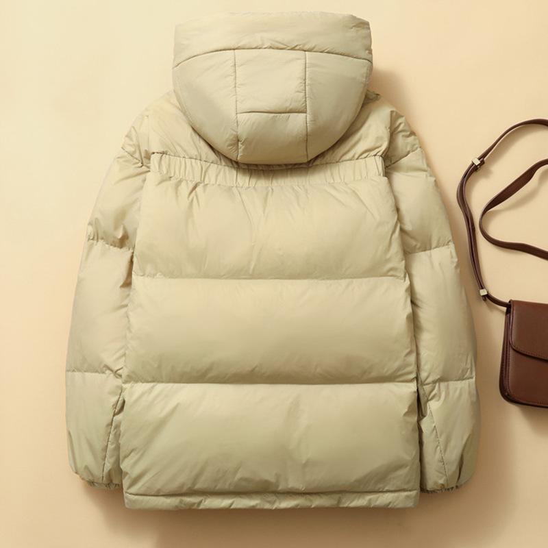 Hooded light and thin down jacket women's short winter clothing warm medium and thick loose design bread jacket large size outside