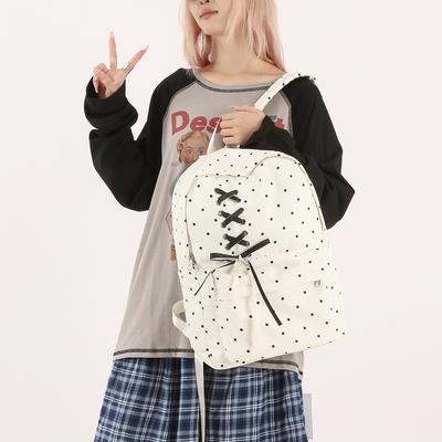 Korean College Student Schoolbag Female Junior High School Student Fashion Polka Dot Bow Backpack Simple Casual Large Capacity Backpack