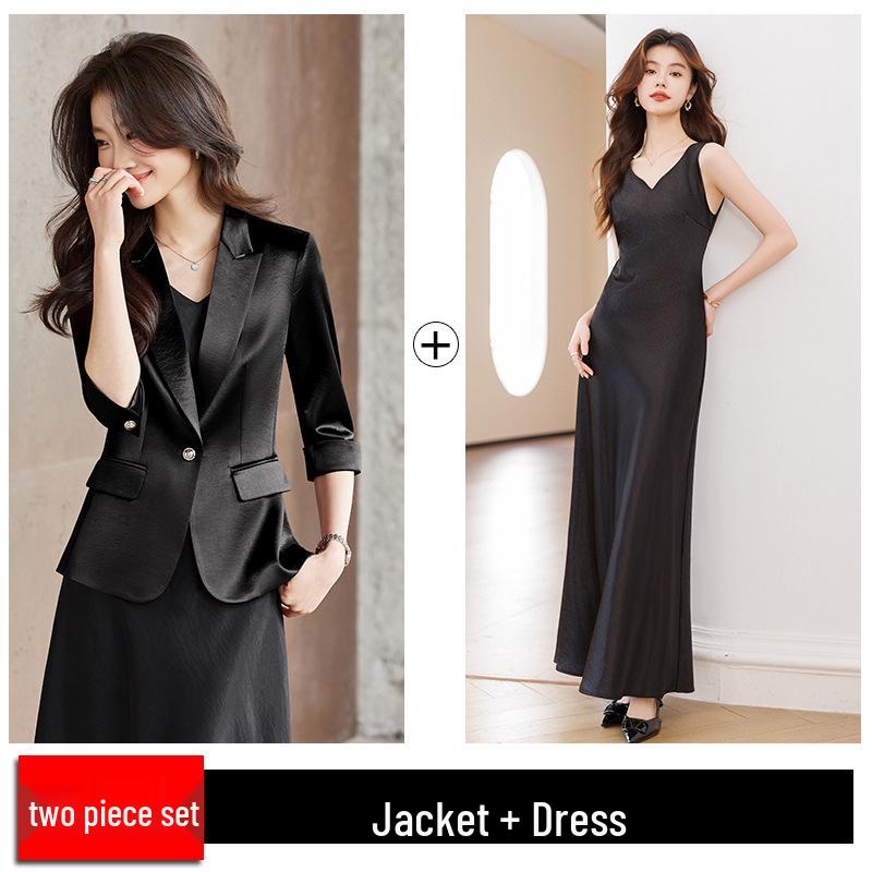 Women's Petite Acetate Satin Blazer & Dress Set - Spring 2026 Collection