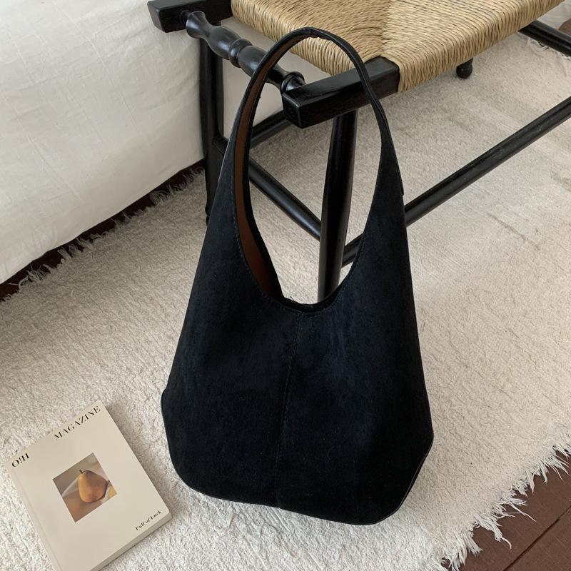 Lazy Wind Large-capacity Suede Bag New Simple Shoulder Underarm Bag Retro Commuter Portable Tote Bag