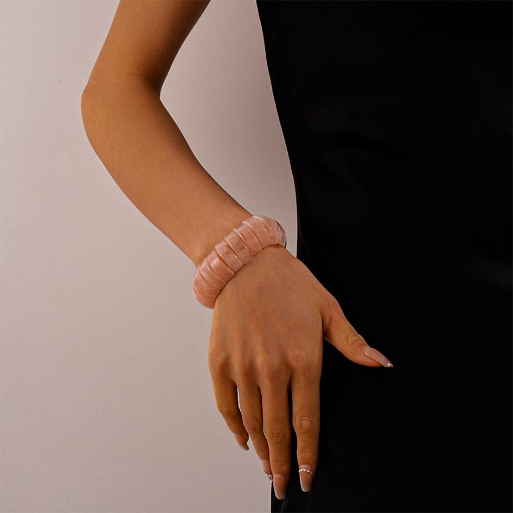 Wide Rectangle Irregular Wide Bracelet Bohemian Retro Hand Ring Acrylic Bangle  Lady Girls