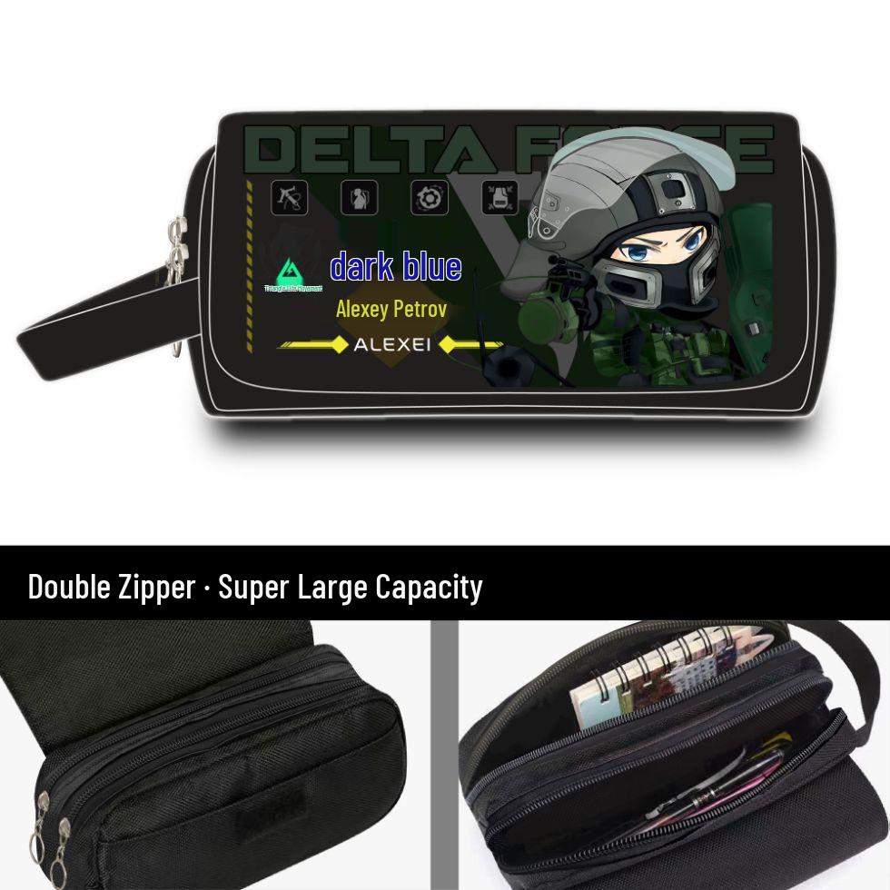 

Delta Action Red Wolf Graffiti Pencil Case - Unique Stationery Box for Boys and Girls, Perfect as a Personalized Student Gift. Double Layer Large Capacity