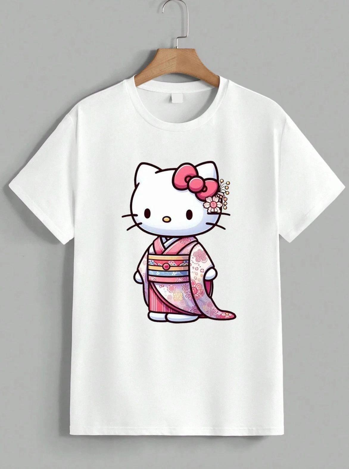 Hello Kitty Sanrio Kimono Japanese Theme T-shirt Graphic Apparel Unisex M