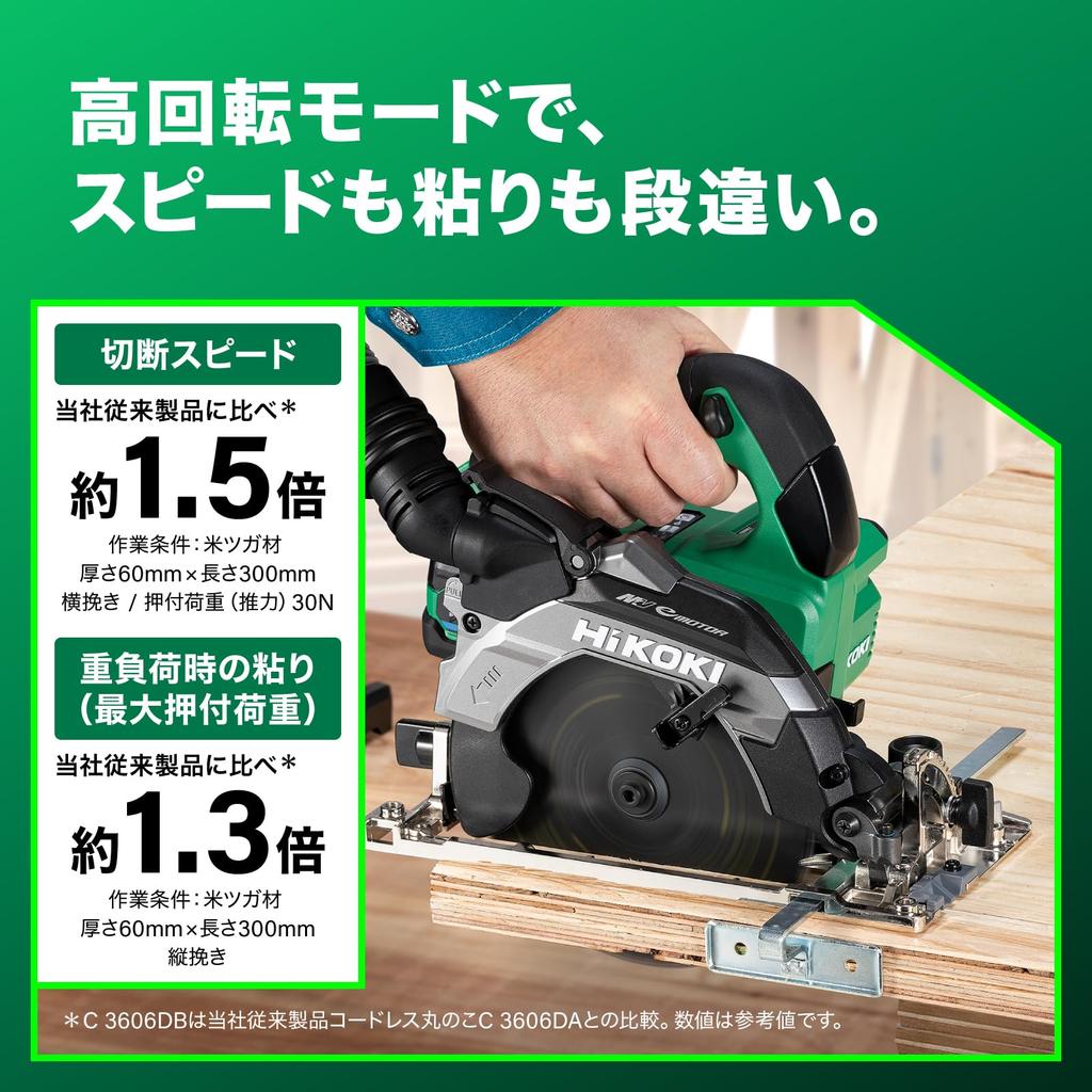 HiKOKI 36V Cordless Circular Saw C3606DB with 165mm Saw 4 System and Black Shachi Tip Saw (XPSZ) Blade, Charger, Cases,