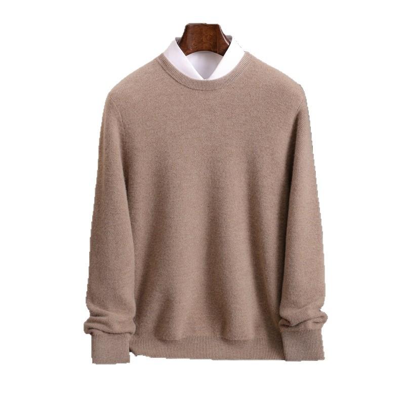 Autumn/Winter Cashmere Sweaters: Men'S Crewneck Cashmere Sweater, Loose And Simple Knitted Solid Color Base Layer