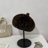 British Vintage Leopard Print Beret With Plush Material For Autumn And Winter Fashion