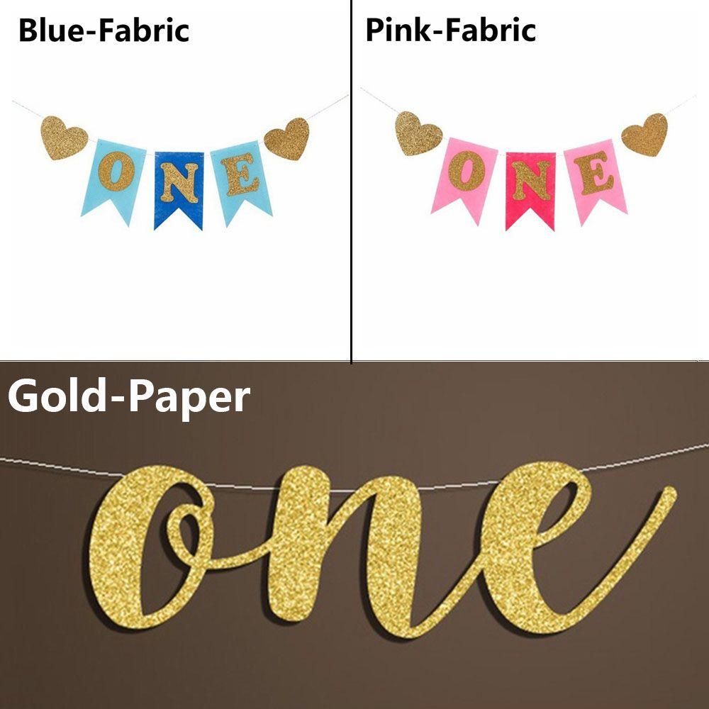Prince Princess ONE Photo Prop 1st Birthday Party Decor Garlands Hanging Flag Bunting Banner