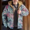 Men's Retro Print Jacket Men's Spring And  Casual Trend Zipper Hooded Jacket