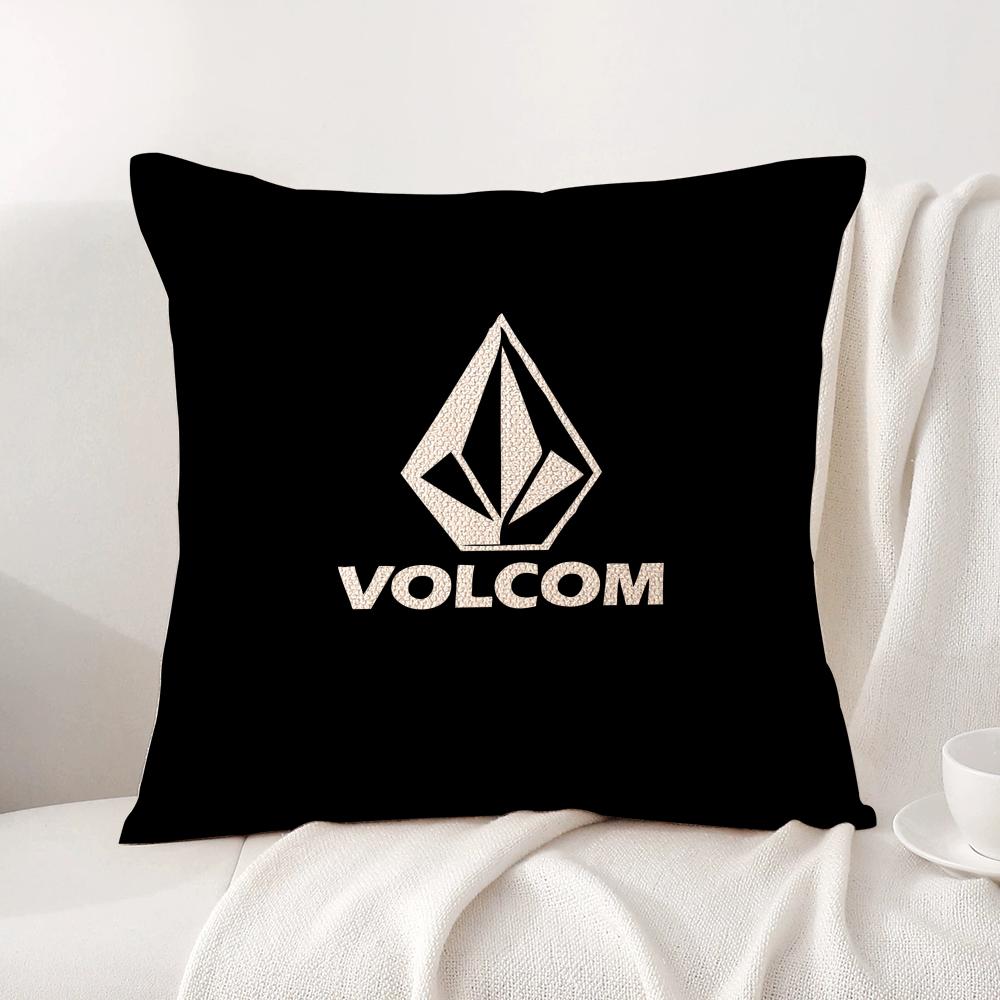 VVolcomS LOGO Cushion Cover Natural Linen Organic Fabric DoubleSided Printing Sofa Home Decor Breathable Bed Pillow