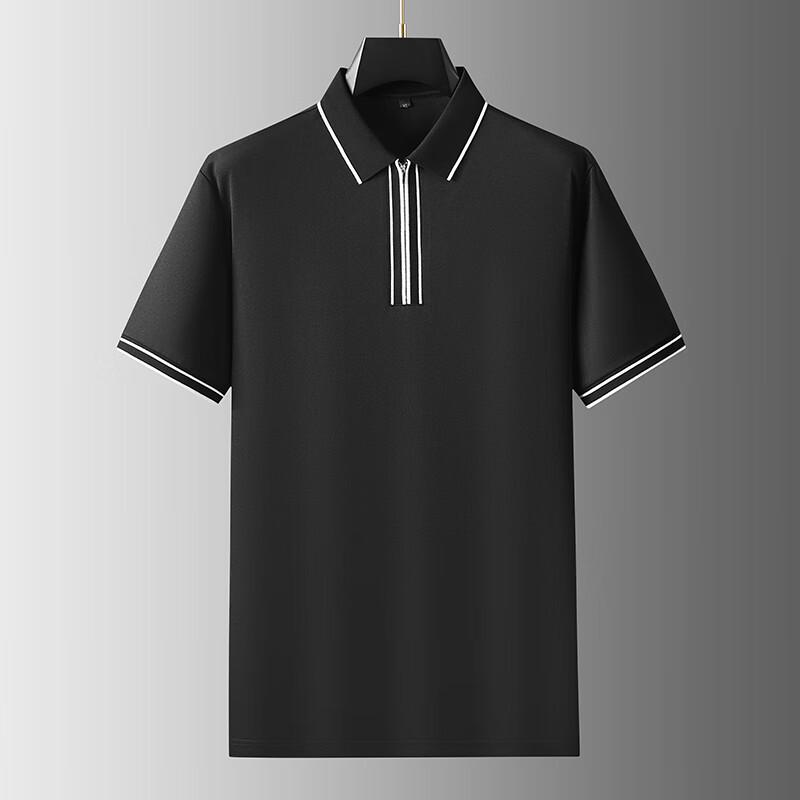 Men's Plus Size Solid Half-Zip Polo Shirt