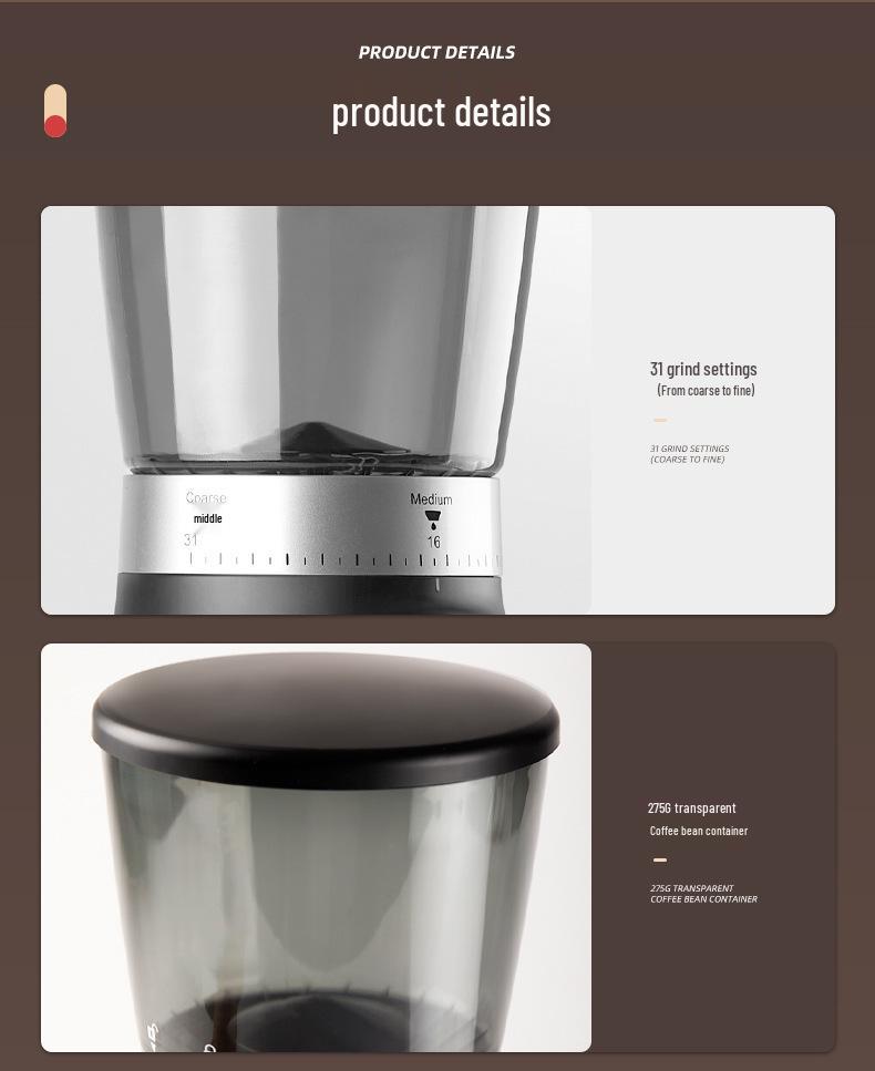 EU/British Standard 220V Adjustable Coarseness Coffee Grinder