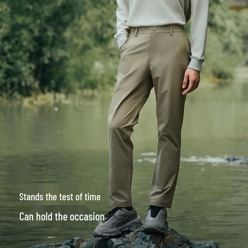 Hongdou Męskie Casualowe Spodnie Proste z Rozciągliwego Materiału, Odporne na Gniecenie