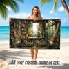 Floral Garden Theme Soft Beach Towel Personalized Custom Name Text Towel Portable for Beach Pool Travel