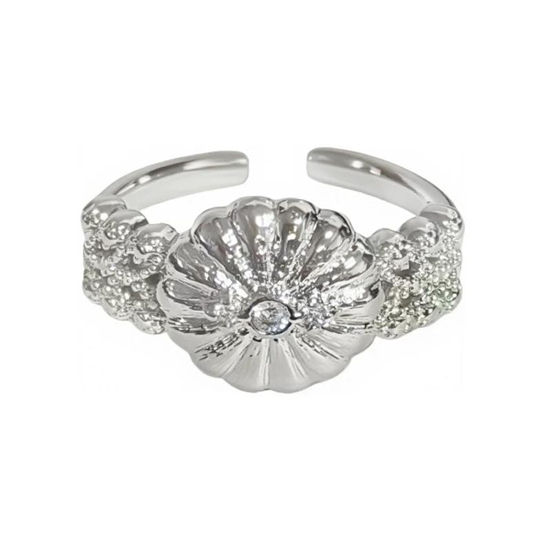 Vintage Geometric Bead Open Ring Light Luxury Zircon High Sense Fashion Niche French Index Finger Ring Women