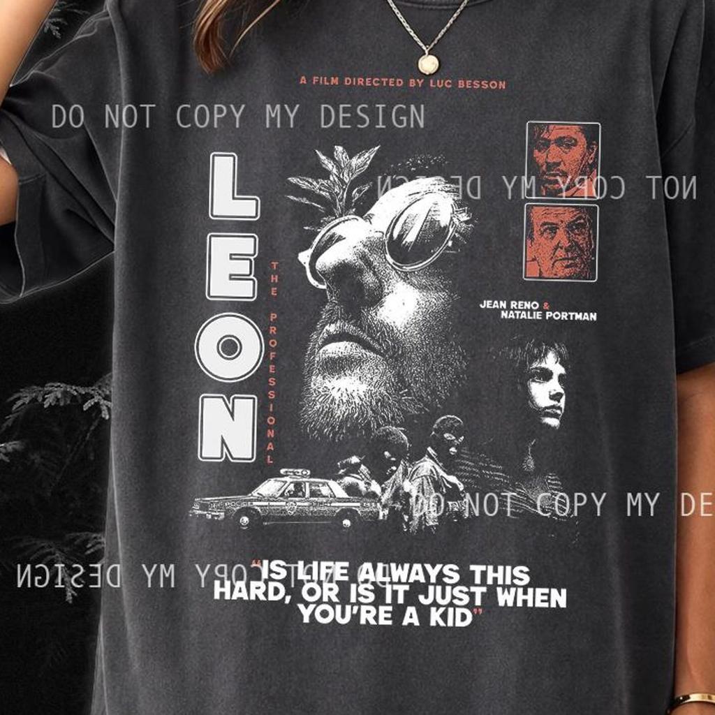 Léon: The Professional Movie Poster T-Shirt – Jean Reno, Natalie Portman Retro Tee