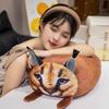 Oreiller Chat Caracal en Peluche Douce Réaliste à Poil Long pour Cadeau d'Enfant et Décoration de Maison