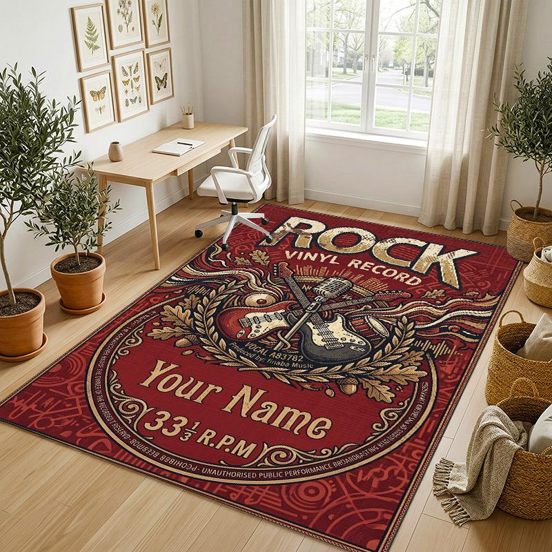 Riverbank Theme Soft Crystal Velvet Rug Custom Name & Text Print Non Slip Floor Rug for Bedroom Living Room