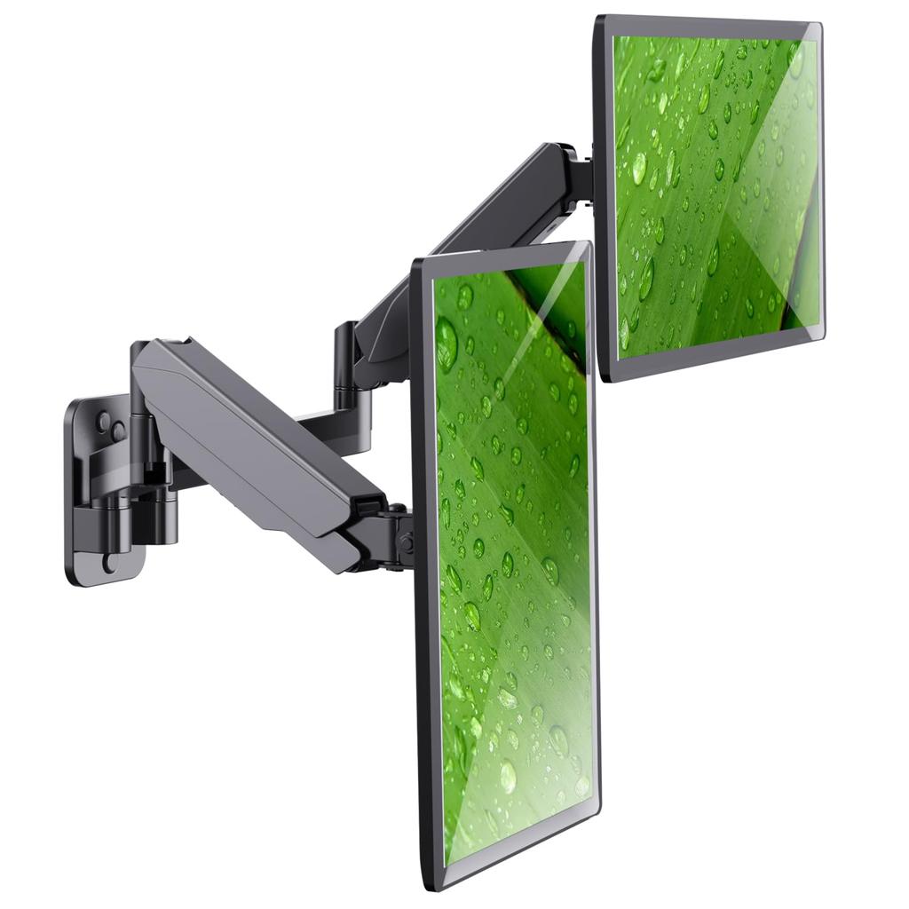 UPGRAVITY Držák na dva monitory Nástěnný držák na displej Palec 8KG Nastavení plynovou pružinou VESA 75x75 100x100 Nastavení 13-32 (Každé rameno) Nahoru/dolů/vlevo/vpravo