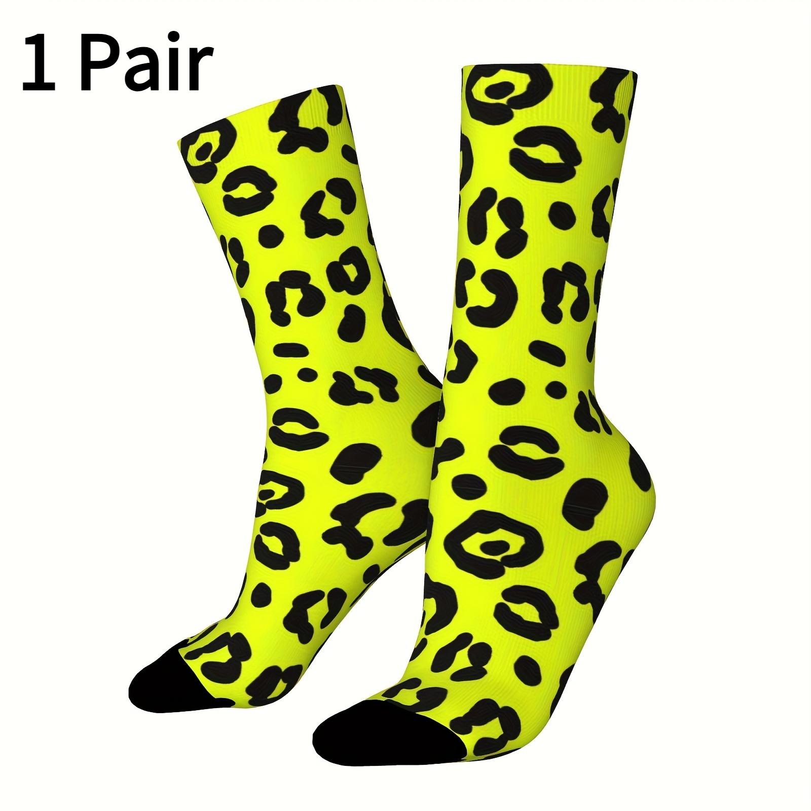 

1 Pair Unisex Outdoor Sock Featuring Leopard Print Design,Mid-Calf Length,Machine Washable,Suitable for Outdoor Sport Enthusiast