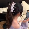French Polka Dot Satin Bow Banana Hair Clip Non Slip Half Up Ponytail Barrette Cute Hair Accessory For Girls Daily Dating