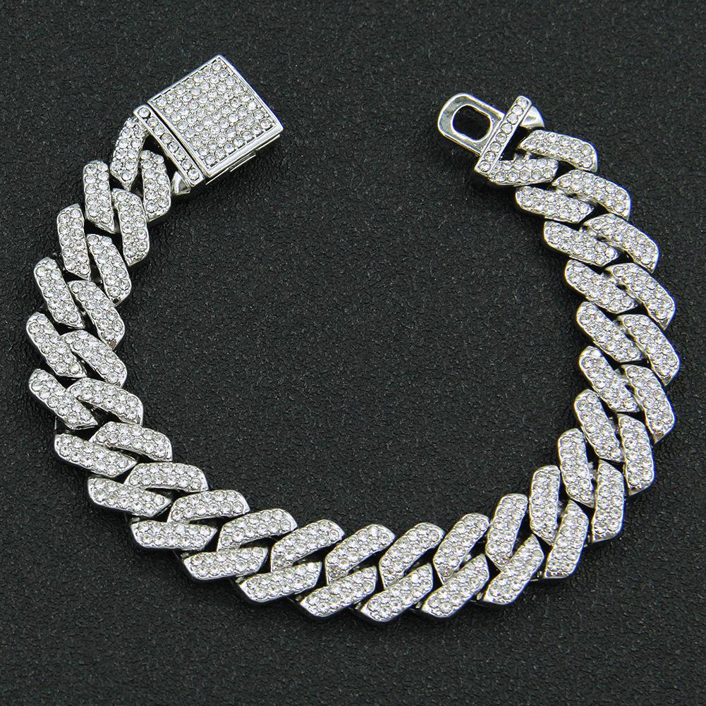 Men's Hip Hop Full Diamond Cuban Chain Bracelet - Trendy European & American Hand Jewelry