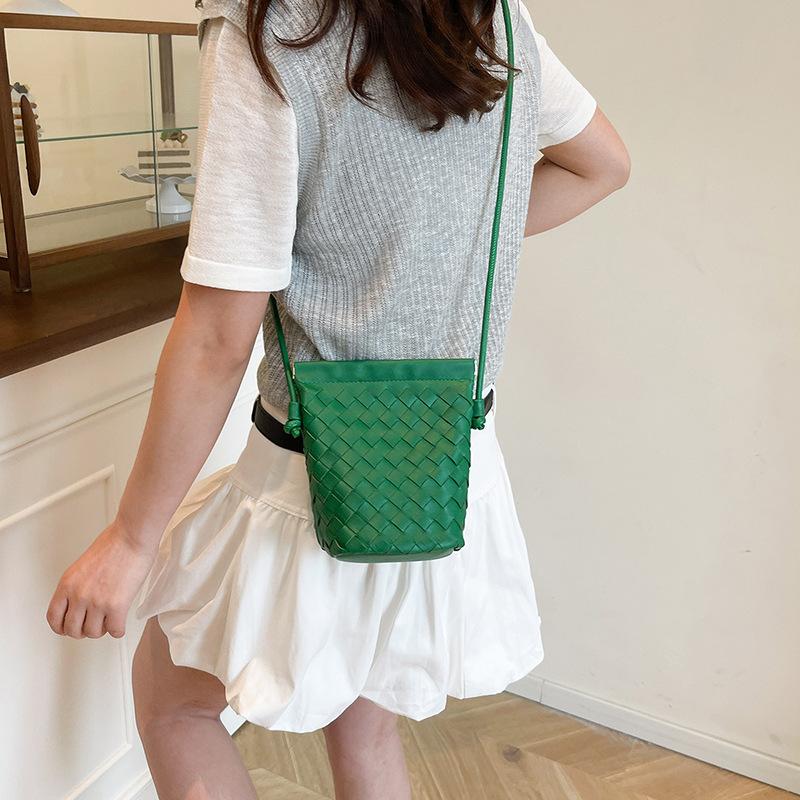 New woven mobile phone bag daily commuting style retro casual shoulder crossbody backpack