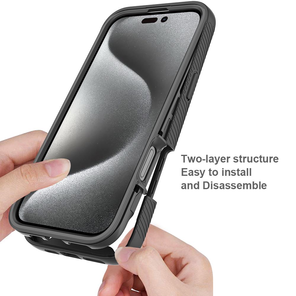 

For iPhone 16 Pro Max Magnetic Case PC+TPU Phone Cover with PET Screen Film All-Around Protection Black