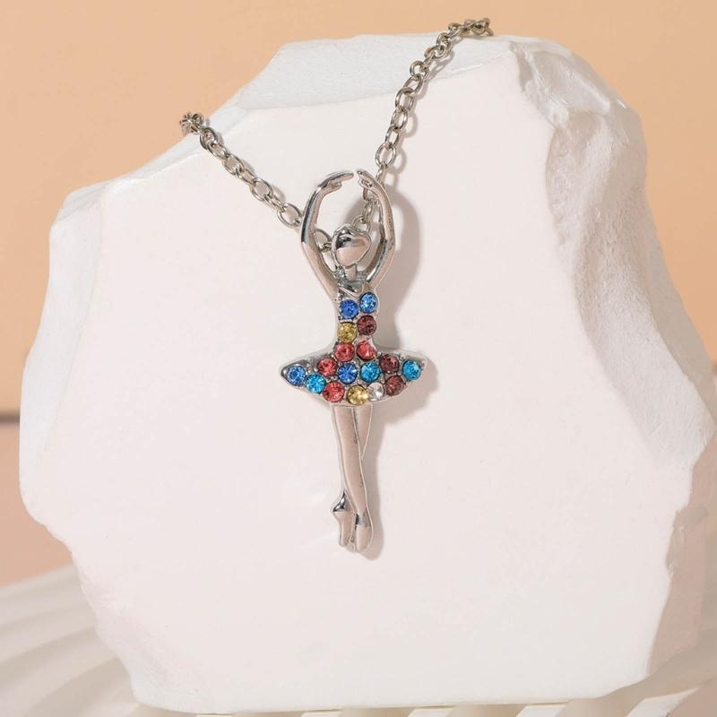 Dansande Flicka Berlock Halsband Justerbar Halskedja Dansare Hänge Smycken för Flickor