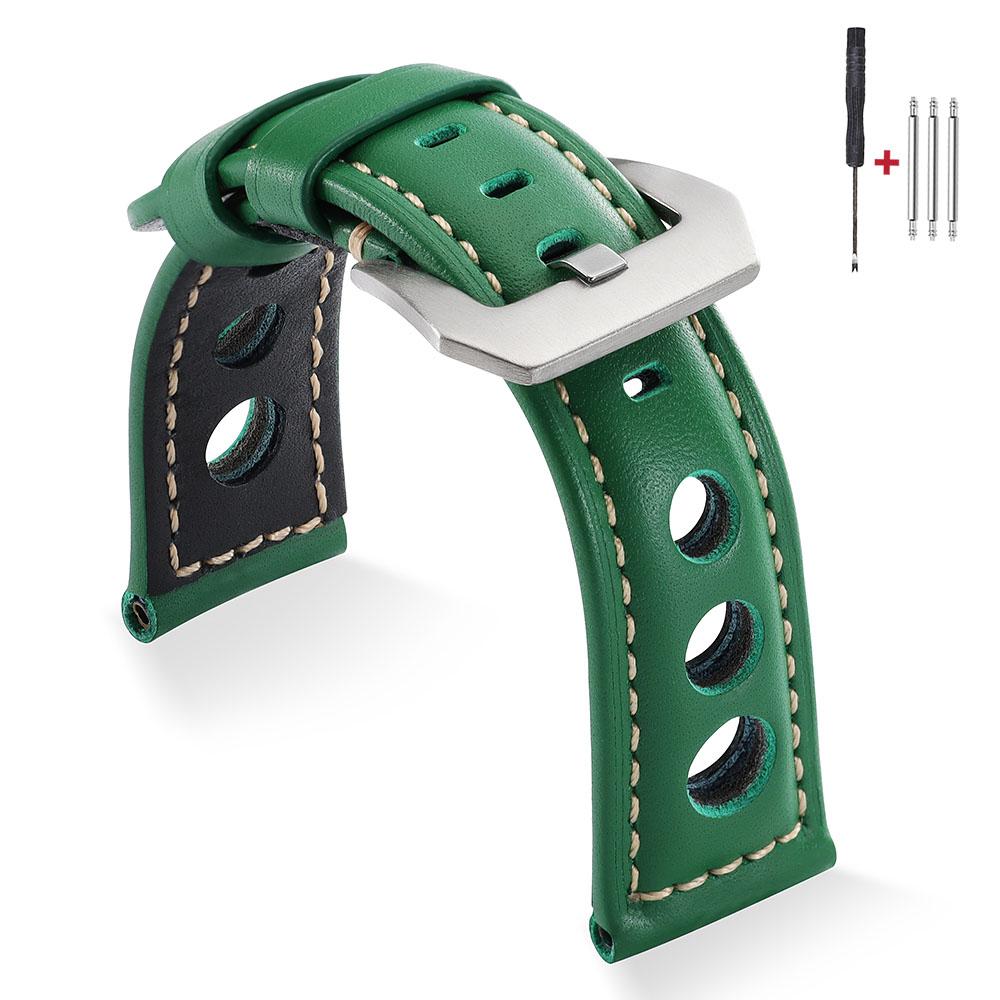 Vintage Cowhide Watch Strap Bracelet Breathable Genuine Leather 20mm 22mm 24mm 26mm Watchband Men's Watch Band with Pin Buckle