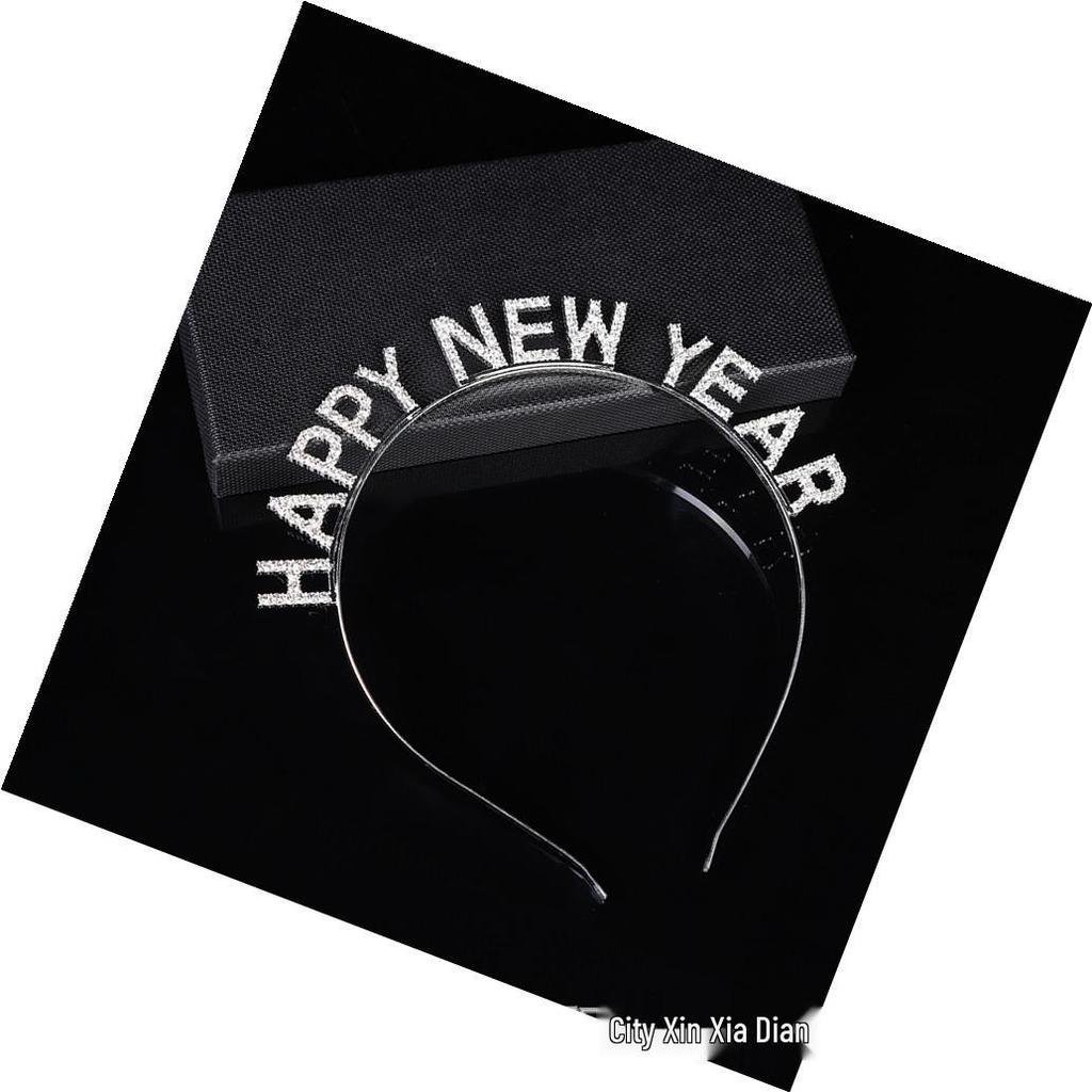 Fashionable Rhinestone Happy New Year Headband – Stylish Party Hair Accessory