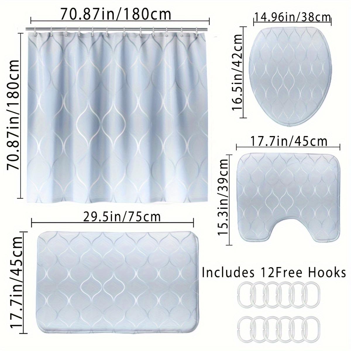 

Elegant Geometric Gradient Shower Curtain Set With Bath Mat, U-Shaped Pad, And Toilet Lid Cover, Water-Resistant Polyester Bathr W60H190(CM)-1 Pcs