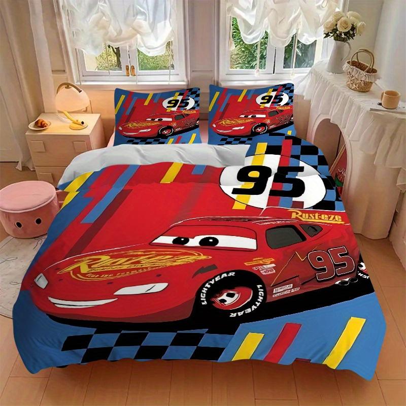 Set da 3 pezzi Saetta McQueen1 copripiumino + 2 federe, senza imbottitura, biancheria da letto stampata, Arredamento Camera da Letto per Tutte le Stagioni078