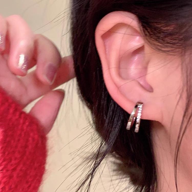 Orecchini con perno in argento 925 Orecchini Temperamento Esplosivo Unico Orecchini Micro-intarsiati Orecchini Fibbie per Orecchie