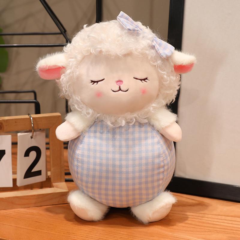 1526Cm Sweet Lamb Plush Toy Stuffed Eyes Closed Cartoon Animal White Sheep Yellow Pink Purple Blue Plushie Appeasing Gift
