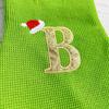 Green Letters Christmas Stocking New Knitting Christmas Tree Pendant Decorations For DIY Home Xmas Gift Alphabet Christmas Socks