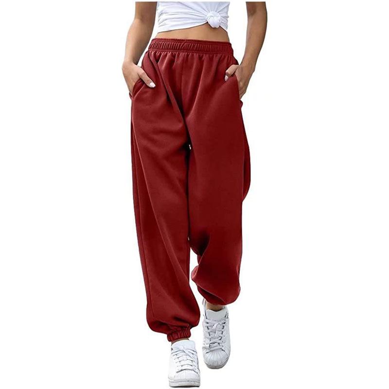 Women's High-Waisted Casual Sweatpants - Versatile Cuffed Pants for Home or Sports