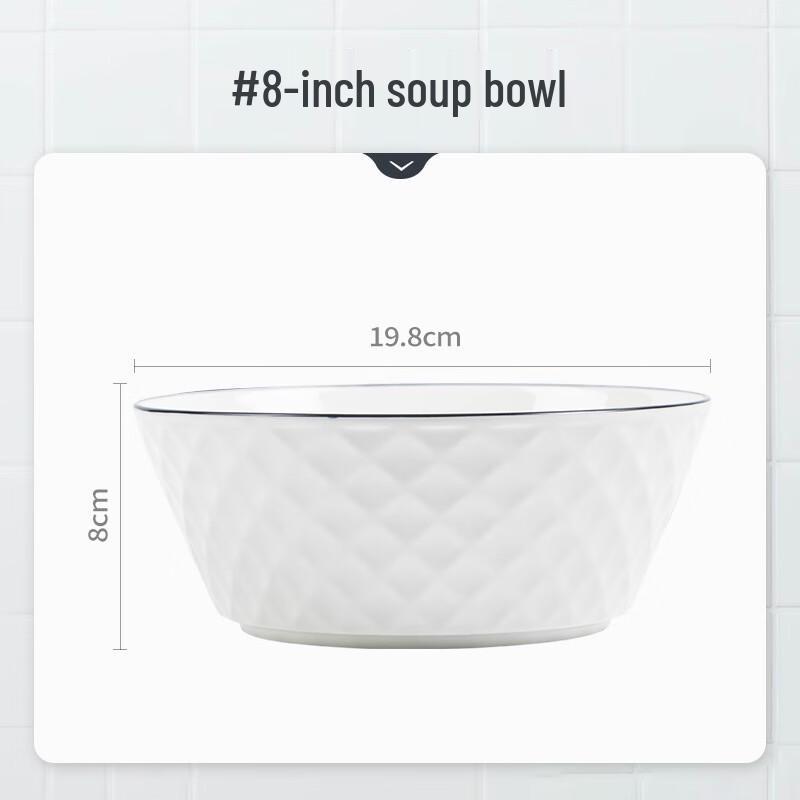 Modo Lanca European Style Ceramic Soup Bowl, Diamond Pattern