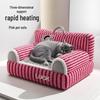 Plush Four Seasons Cat & Dog Bed - Cozy, Non-slip, Raised Striped Sofa for Autumn & Winter