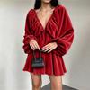 Women's V-Neck Long Sleeve Sleeve Loose Fit Dress Color