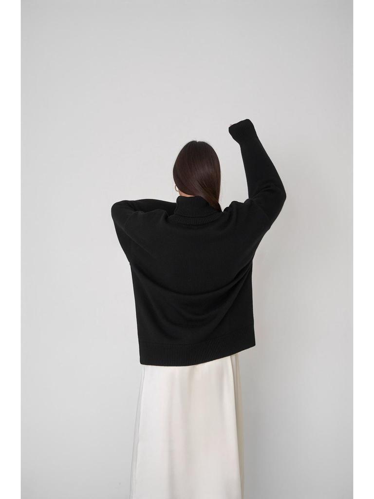 Autumn/Winter 2024 Solid Color High-Neck Casual Loose Knit Sweater