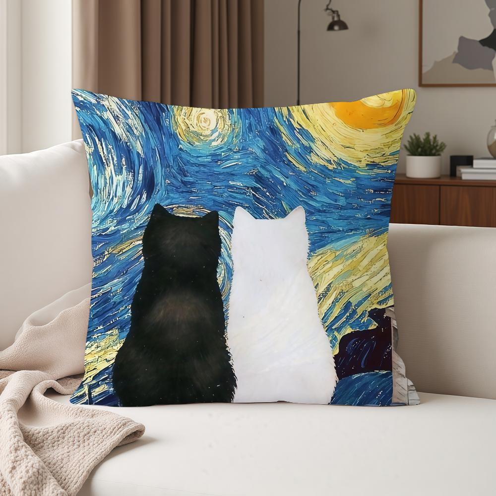 

Retro Art V-Van Gogh Pillow Case Suitable For Bedrooms Living Rooms Cars Home Decoration 12x12Inch