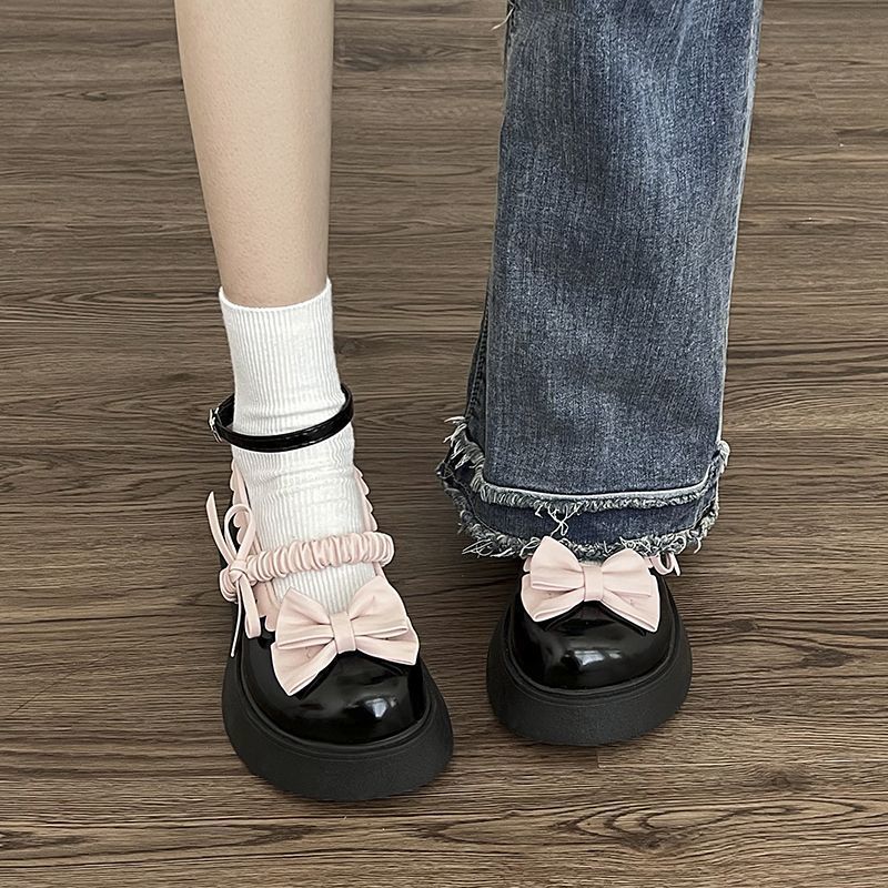 Spring Japanese jk cute bow big head shoes new soft sister college style Mary Jane small leather shoes women's shoes