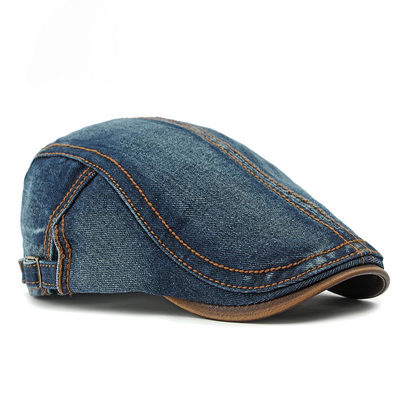 Spring New Washed Denim Hat Men S Beret British Retro Cap Women S Casual Forward Hat