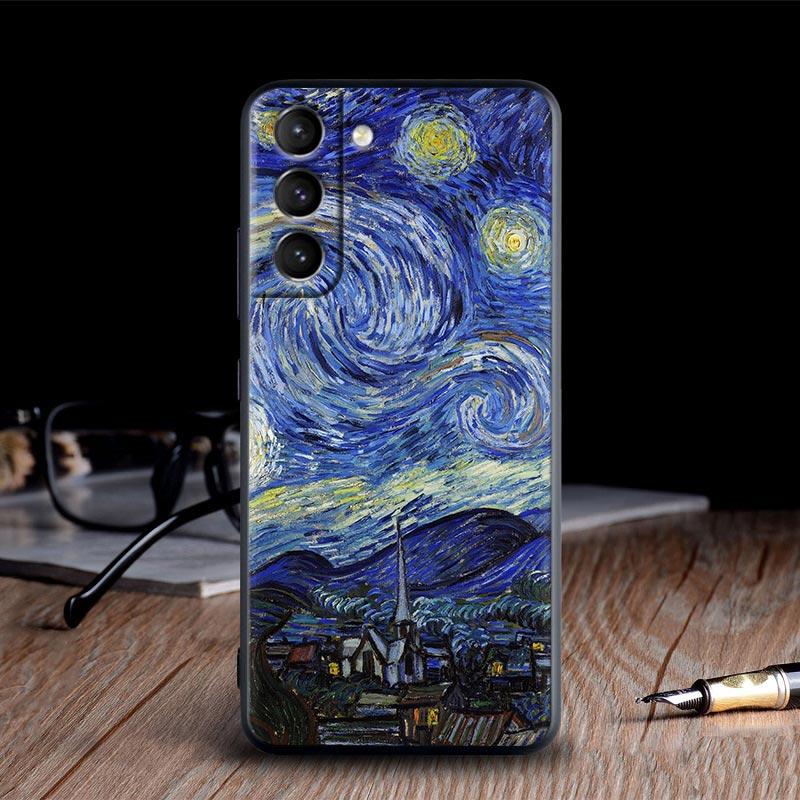 Van Gogh Painting Case For Samsung Galaxy S24 S23 Ultra S21 FE S20 S22 Ultra S10 Plus Starry Sky Cover Sunflower Almond Blossoms