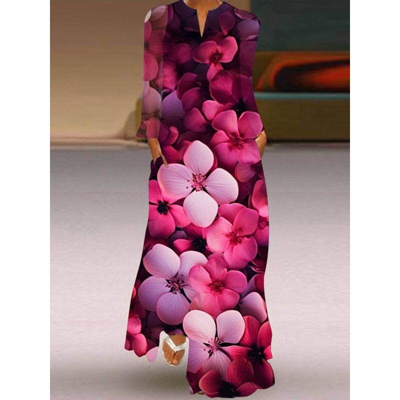 Summer Print Long Dress Women Beach Holiday Loose 3D Skirt